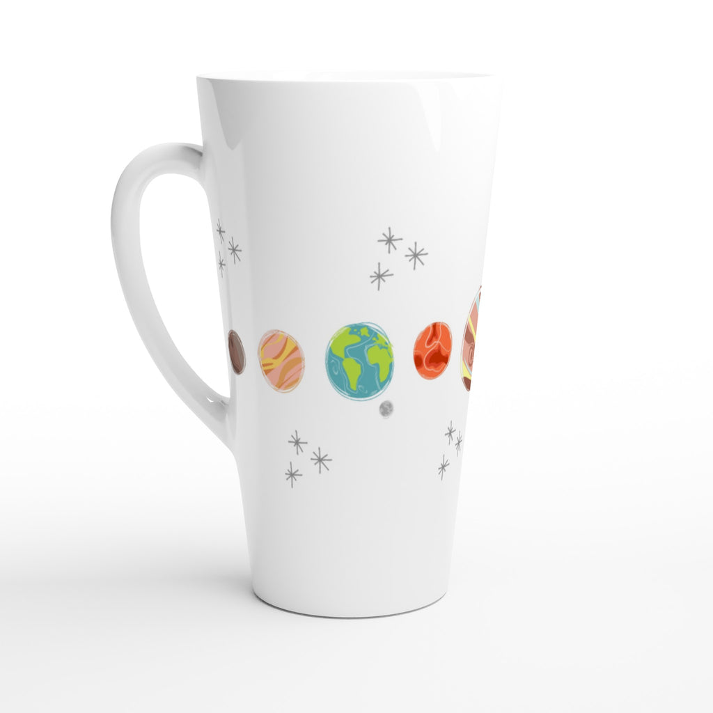 Solar System Planets - White Latte 17oz Ceramic Mug Default Title Latte Mug Globally Fulfilled Space