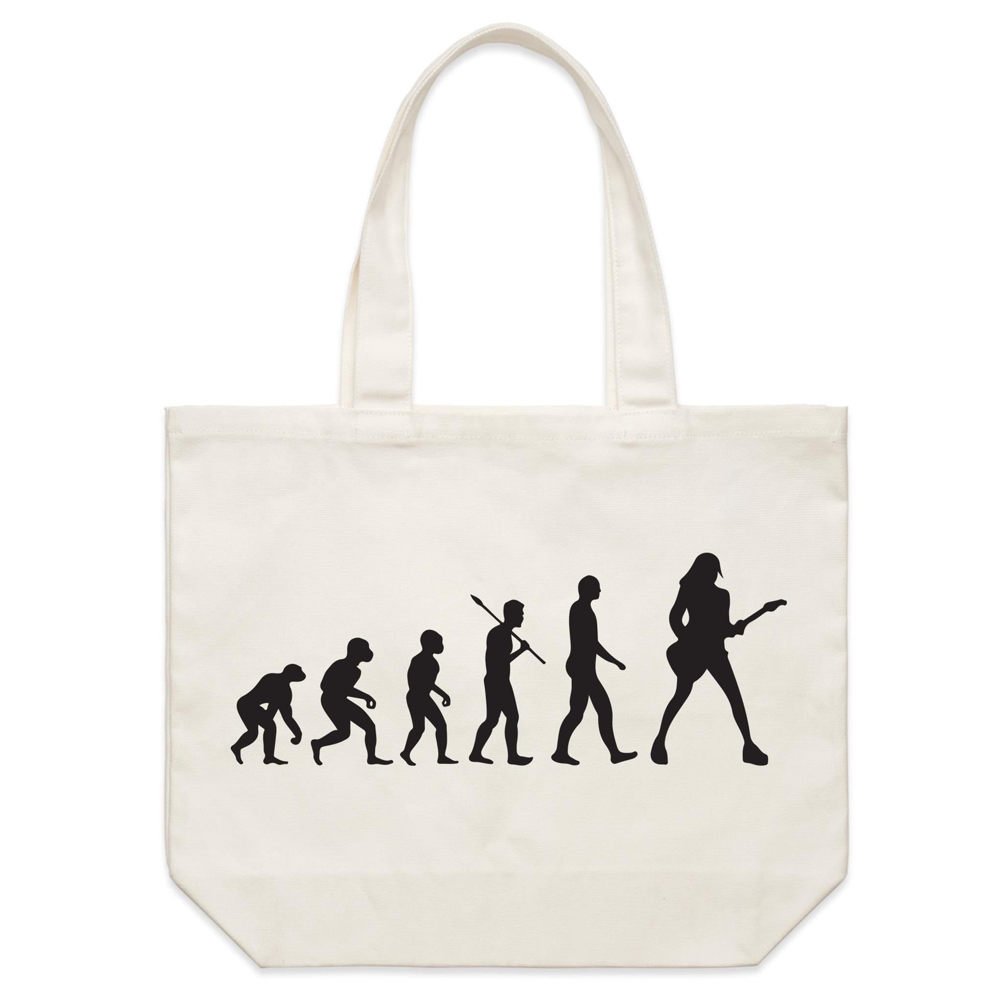 Evolution Of A Guitarist - Shoulder Canvas Tote Bag Default Title Large Tote Bag Music Printed In Australia