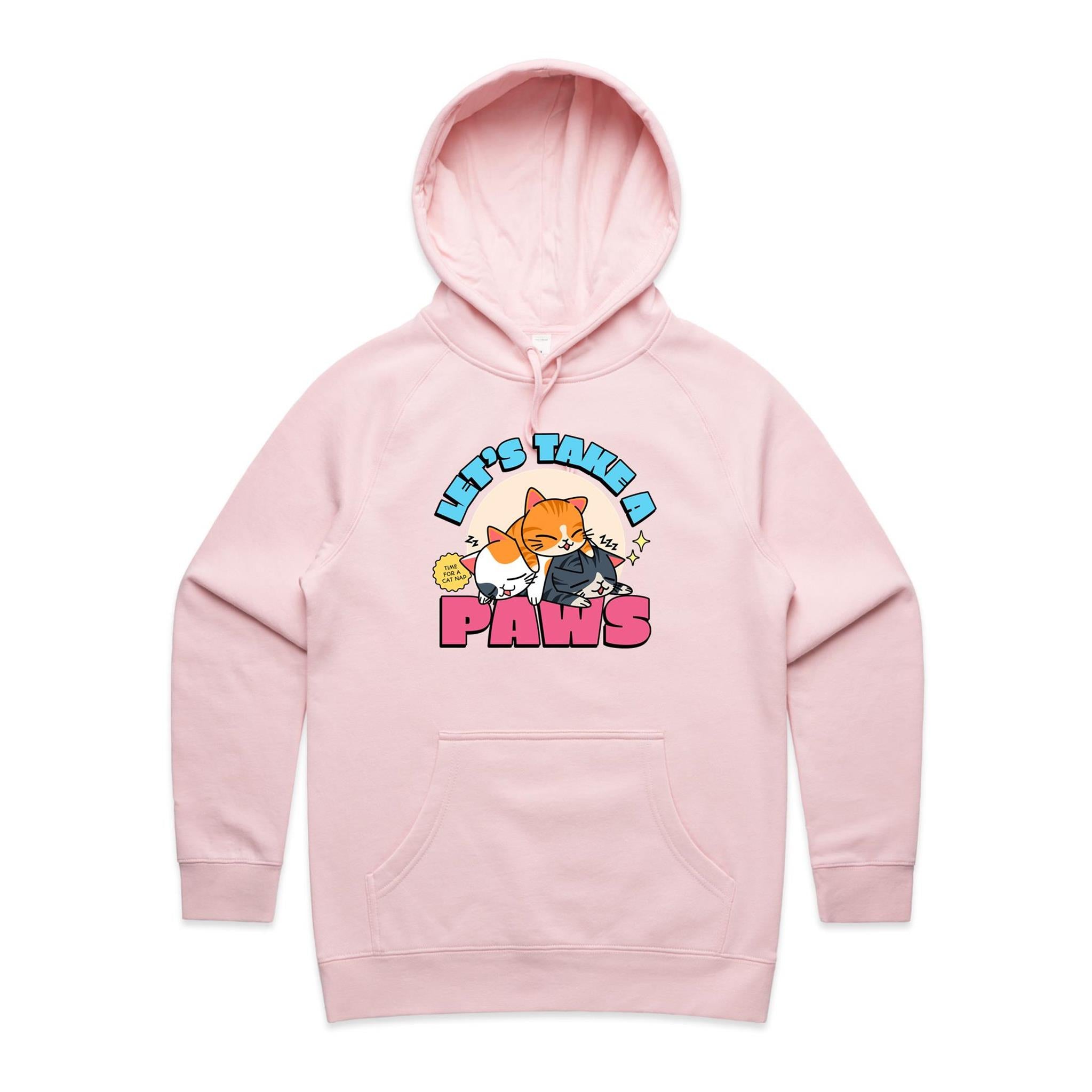 Let's Take A Paws, Kittens - Womens Hoodie Pink Womens Hoodie animal Printed In Australia