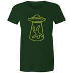 Alien Abduction - Womens T-shirt Forest Green Womens T-shirt Printed In Australia Sci Fi