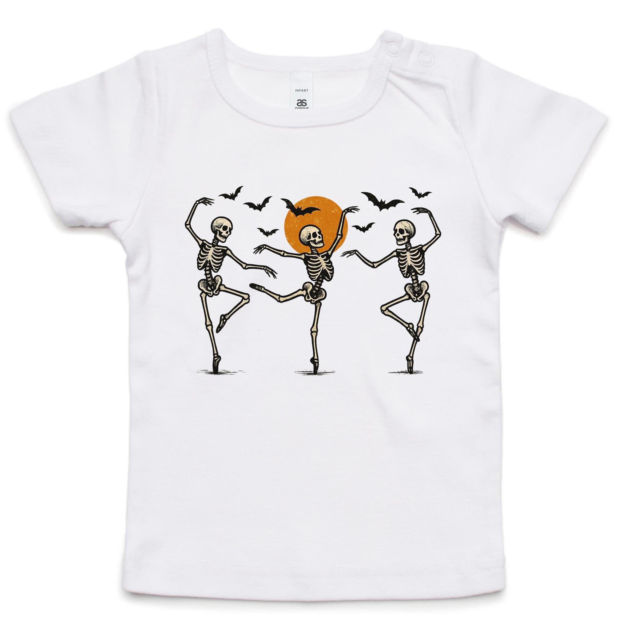 Skeleton Dance, Halloween - Baby T-shirt White Baby T-shirt Halloween Printed In Australia