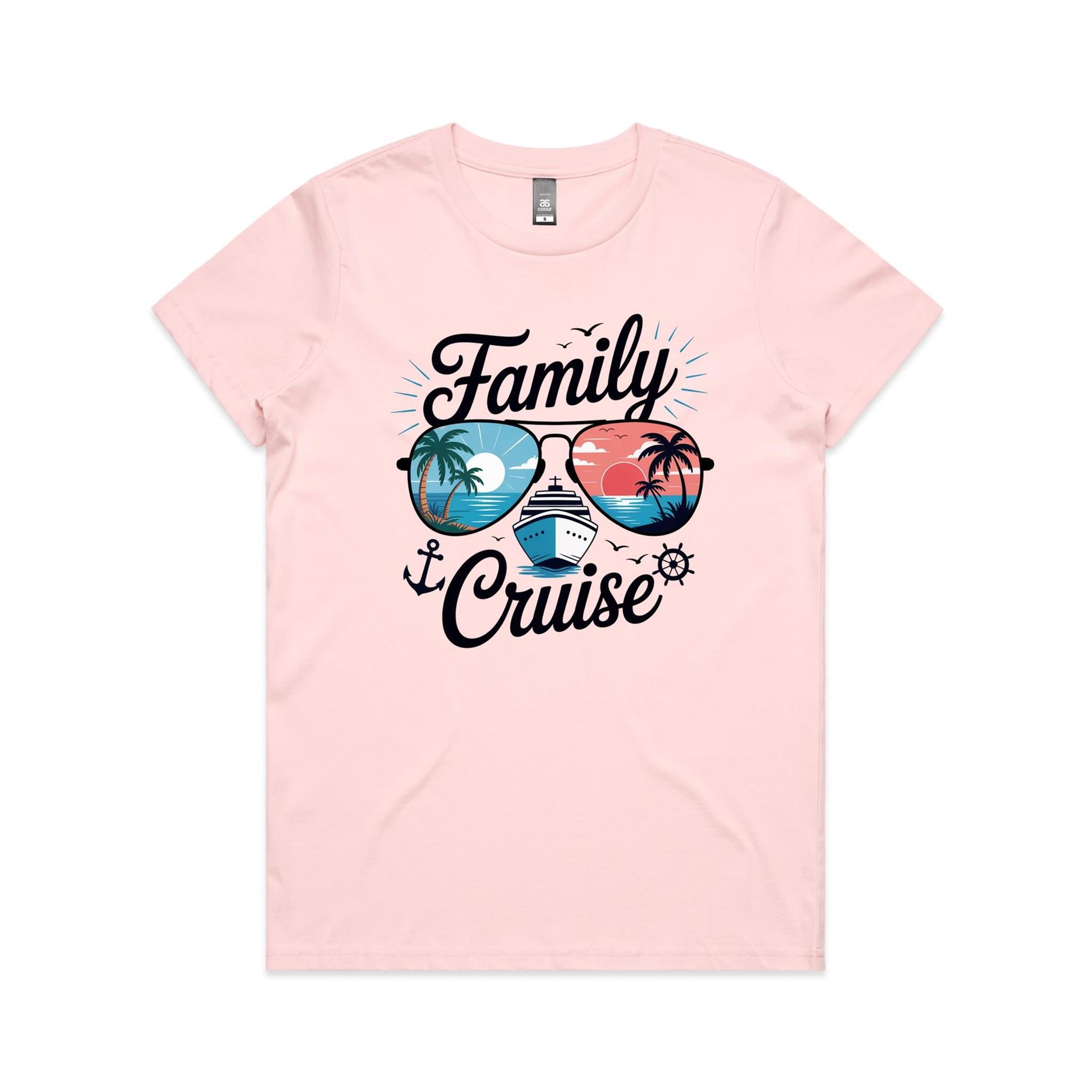 Family Cruise Womens Cruise T-shirt Pink Womens Cruise T-shirt Cruise Printed In Australia