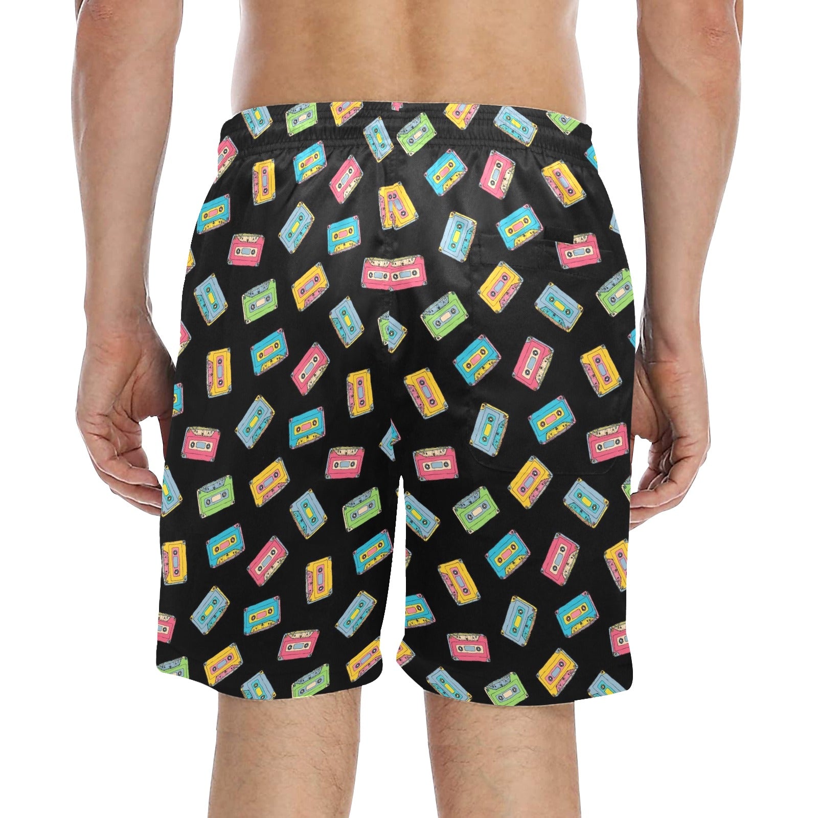 Colourful Cassettes Men's Mid-Length Beach Shorts Men's Mid-Length Beach Shorts Music Printed Offshore Retro
