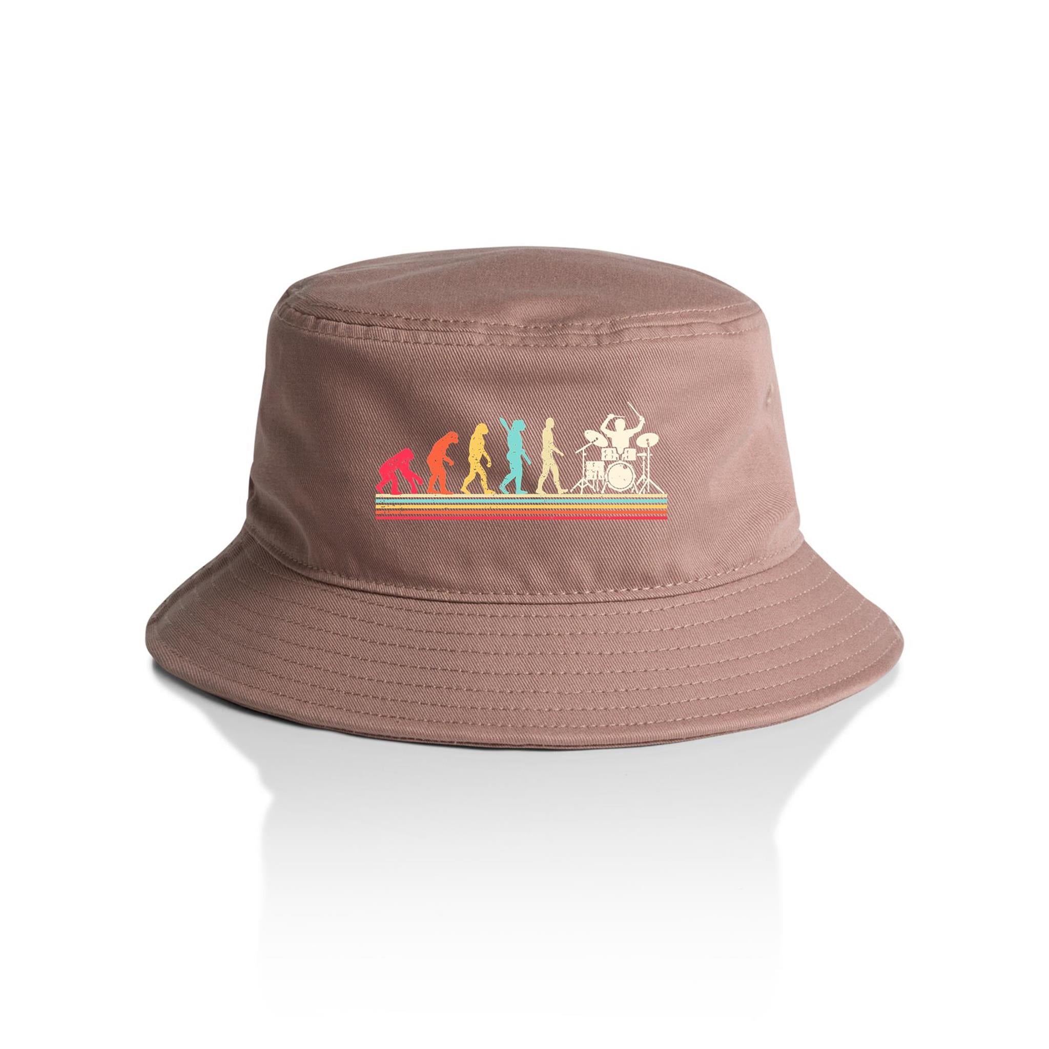 Drummer Evolution - AS Colour Bucket Hat Hazy Pink One Size As Colour Bucket Hat Music Printed In Australia