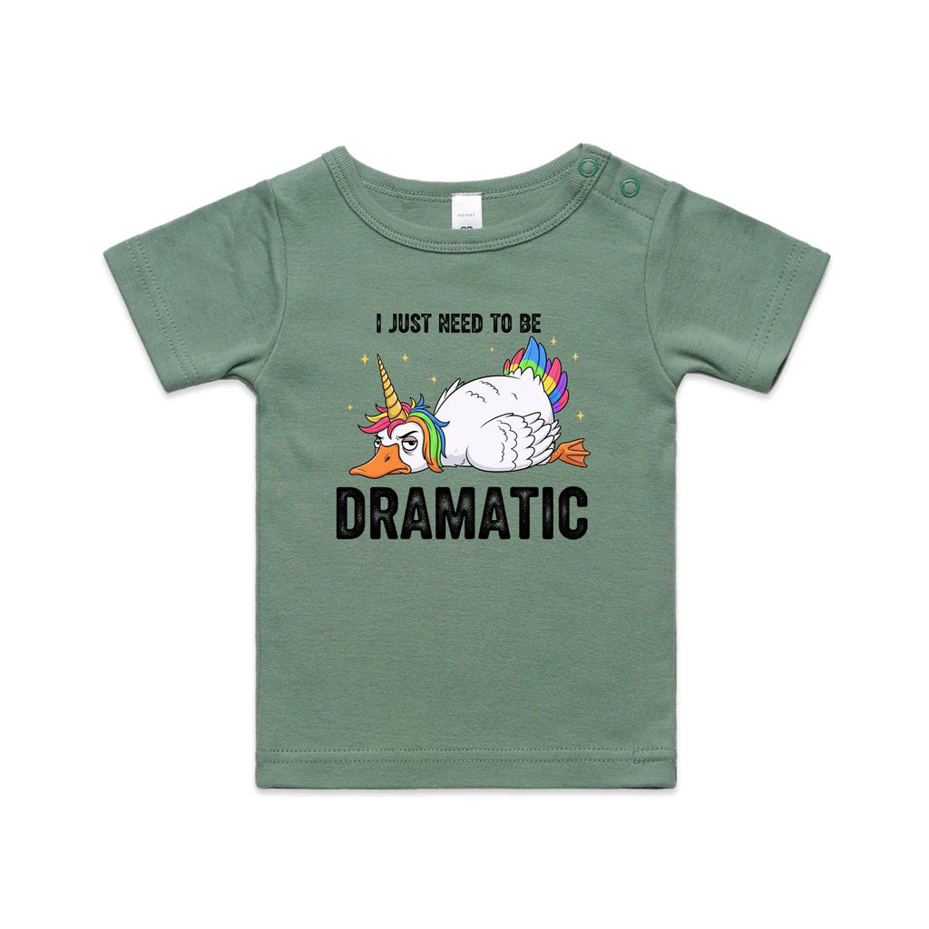 Dramatic Unicorn Goose AS Colour Baby T-shirt Sage Baby T-shirt animal Printed In Australia
