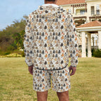 Lots Of Cats Men's Lightweight Sun Hoodie & Shorts Set Men's Lightweight Sun Hoodie & Shorts animal Printed Offshore