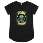 Alien, I'm Not Saying It Was Humans - Womens Scoop Neck T-Shirt Black Womens Scoop Neck T-shirt Printed In Australia Sci Fi