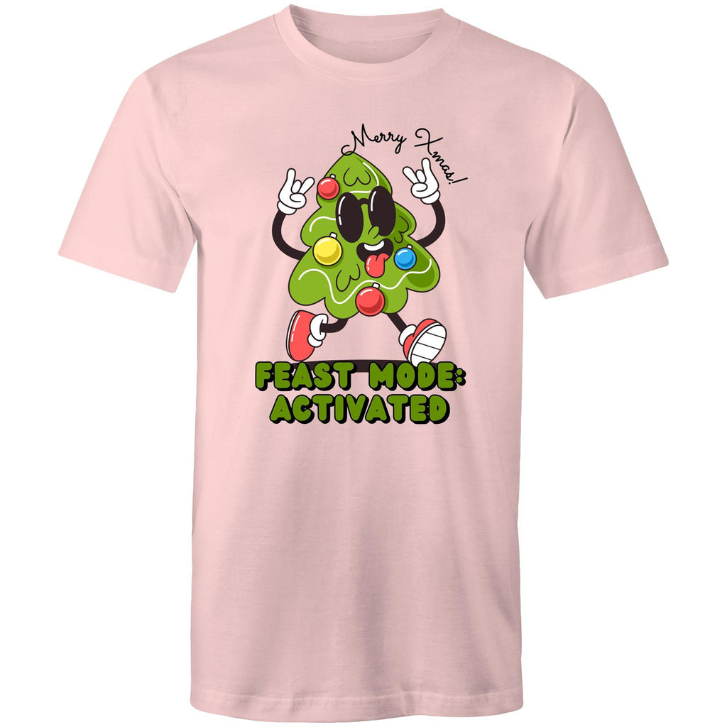 Christmas Feast Mode Activated - Mens T-Shirt Pink Mens Christmas T-shirt Christmas Printed In Australia