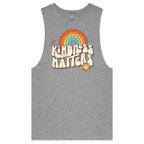 Kindness Matters - Mens Tank Top Tee Grey Marle Drop Arm Tank Top Kindness Printed In Australia