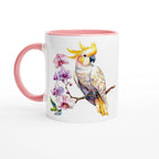 Cockatoo, Australian Birds - White 11oz Ceramic Mug with Colour Inside Ceramic Pink Colour 11oz Mug animal Globally Fulfilled