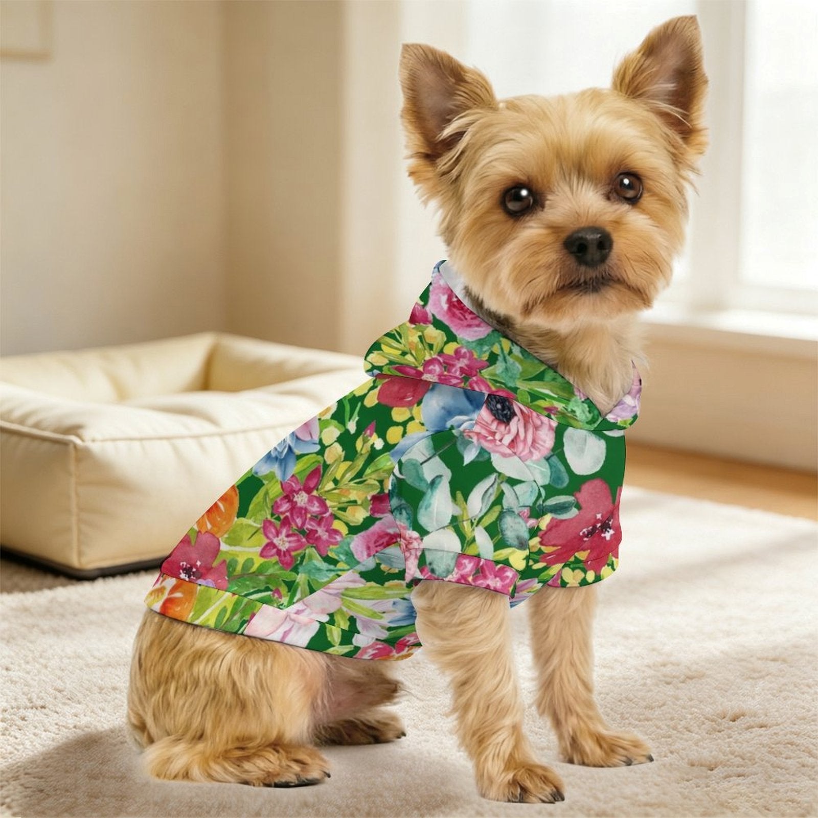 Bright Floral Pet Hoodie (Small Size)