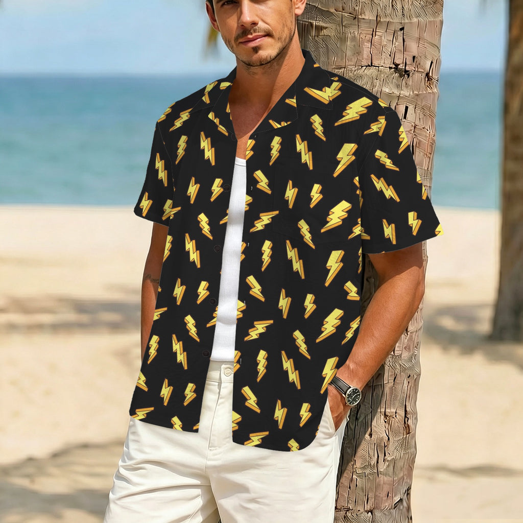 Lightning Bolts Men's Crinkle Hawaiian Shirt