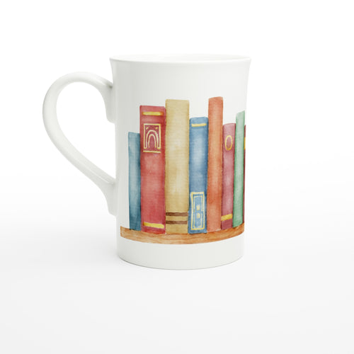 Books - White 10oz Porcelain Slim Mug Default Title Porcelain Mug Globally Fulfilled Reading