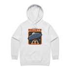 I Want To Believe, UFO - Womens Hoodie White Marle Womens Hoodie Printed In Australia Sci Fi