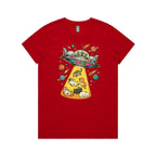 UFO Cat Abduction Women's AS Colour T-shirt Red Womens T-shirt animal Printed In Australia Sci Fi