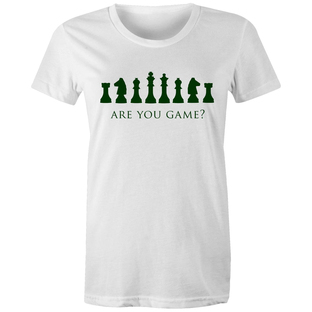 Are You Game, Chess - Womens T-shirt White Womens T-shirt Chess Games Printed In Australia