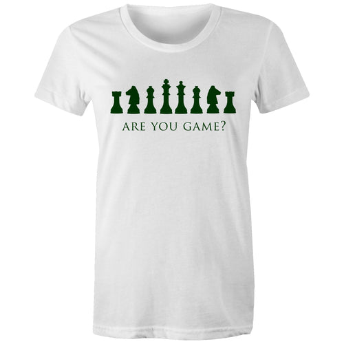 Are You Game, Chess - Womens T-shirt White Womens T-shirt Chess Games Printed In Australia