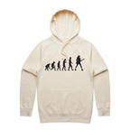 Guitarist Evolution - Mens Hoodie Ecru Mens Hoodie Music Printed In Australia