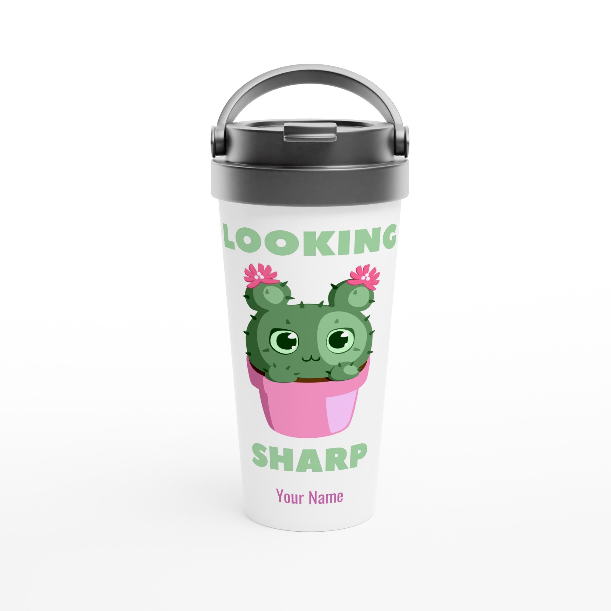 Personalised - Looking Sharp - White 15oz Stainless Steel Travel Mug Default Title Personalised Travel Mug coffee Globally Fulfilled
