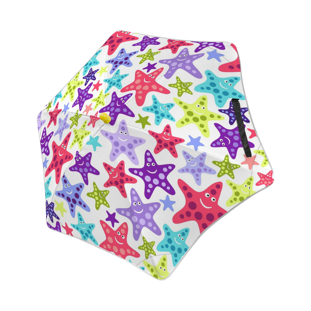 Colourful Starfish Kids Safe Round Corner Umbrella One Size Kids Safe Round Corner Umbrella animal Ocean Printed Offshore