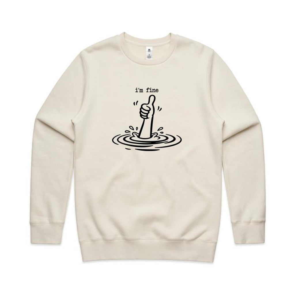 I'm Fine Drowning Thumbs Up AS Colour Stencil Crew Sweatshirt