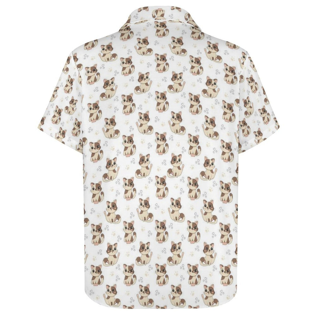 Cheeky Cats Women's Collared Pocketless Short Sleeve Shirt