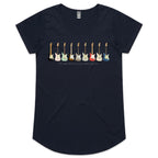 Guitars In Every Colour - Womens Scoop Neck T-Shirt Navy Womens Scoop Neck T-shirt Music Printed In Australia