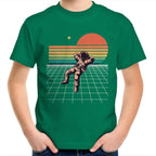 Retro Astronaut - Kids Youth T-Shirt Kelly Green Kids Youth T-shirt Printed In Australia Space
