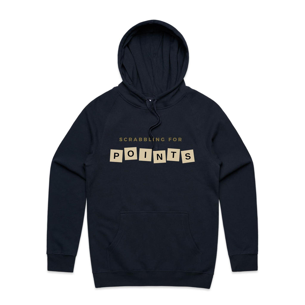 Scrabbling For Points - Mens Hoodie Navy Mens Hoodie Games Printed In Australia