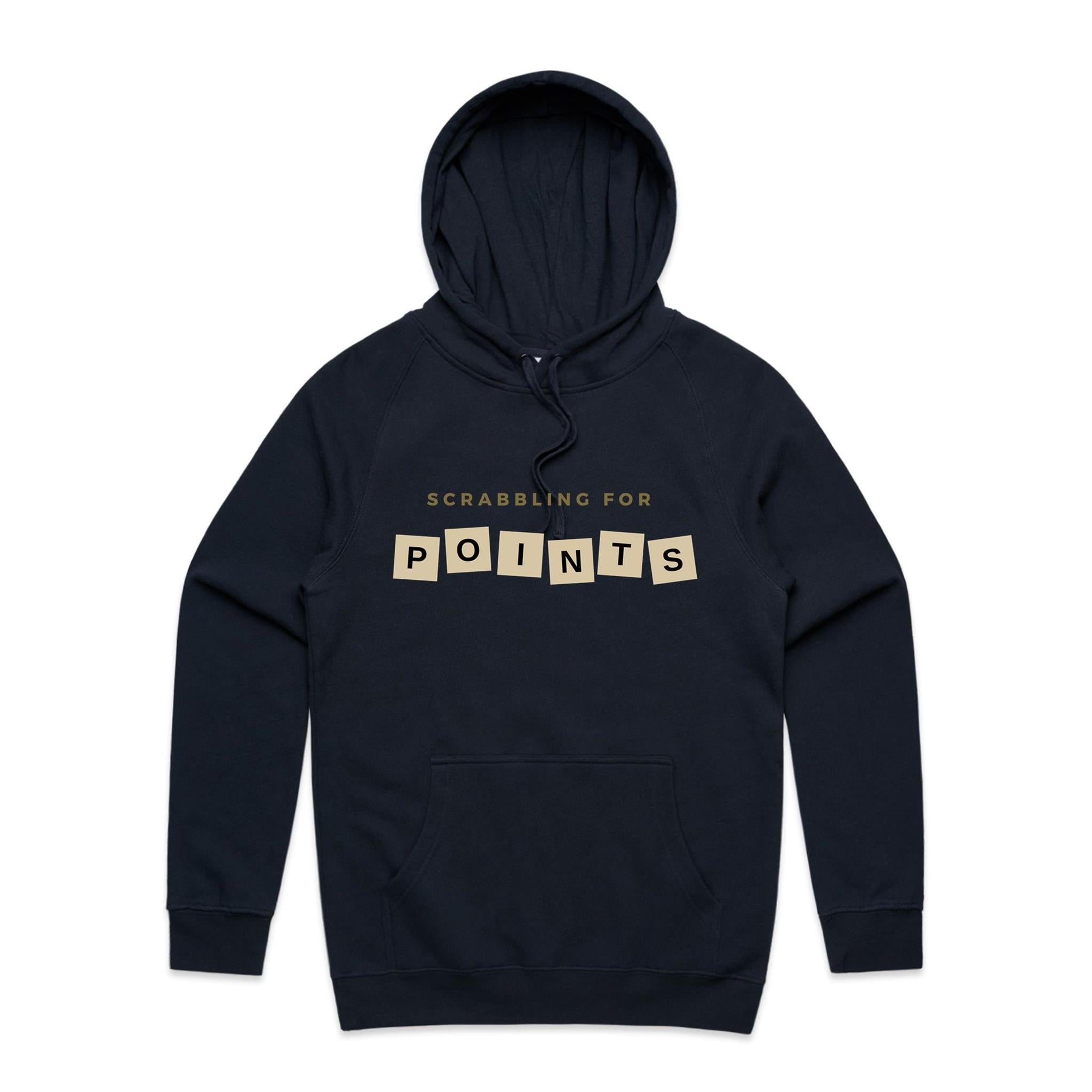Scrabbling For Points - Mens Hoodie Navy Mens Hoodie Games Printed In Australia