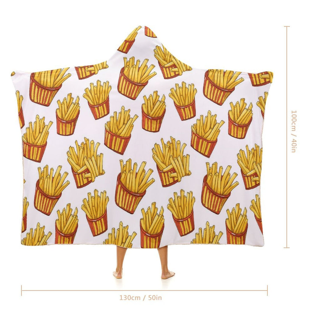 French Fries Kids Hooded Blanket 100cm x 130cm Kids Hooded Blanket Food Printed Offshore