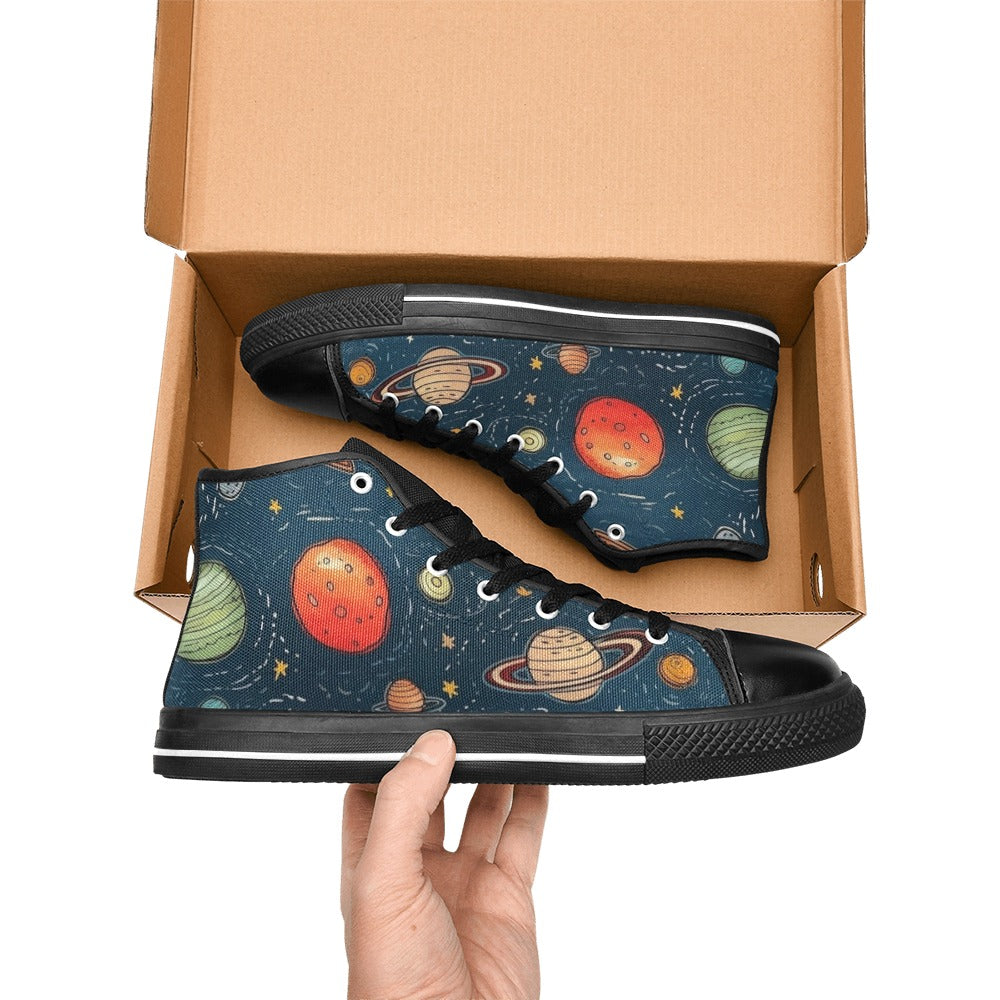 Galaxy - Women's High Top Canvas Shoes