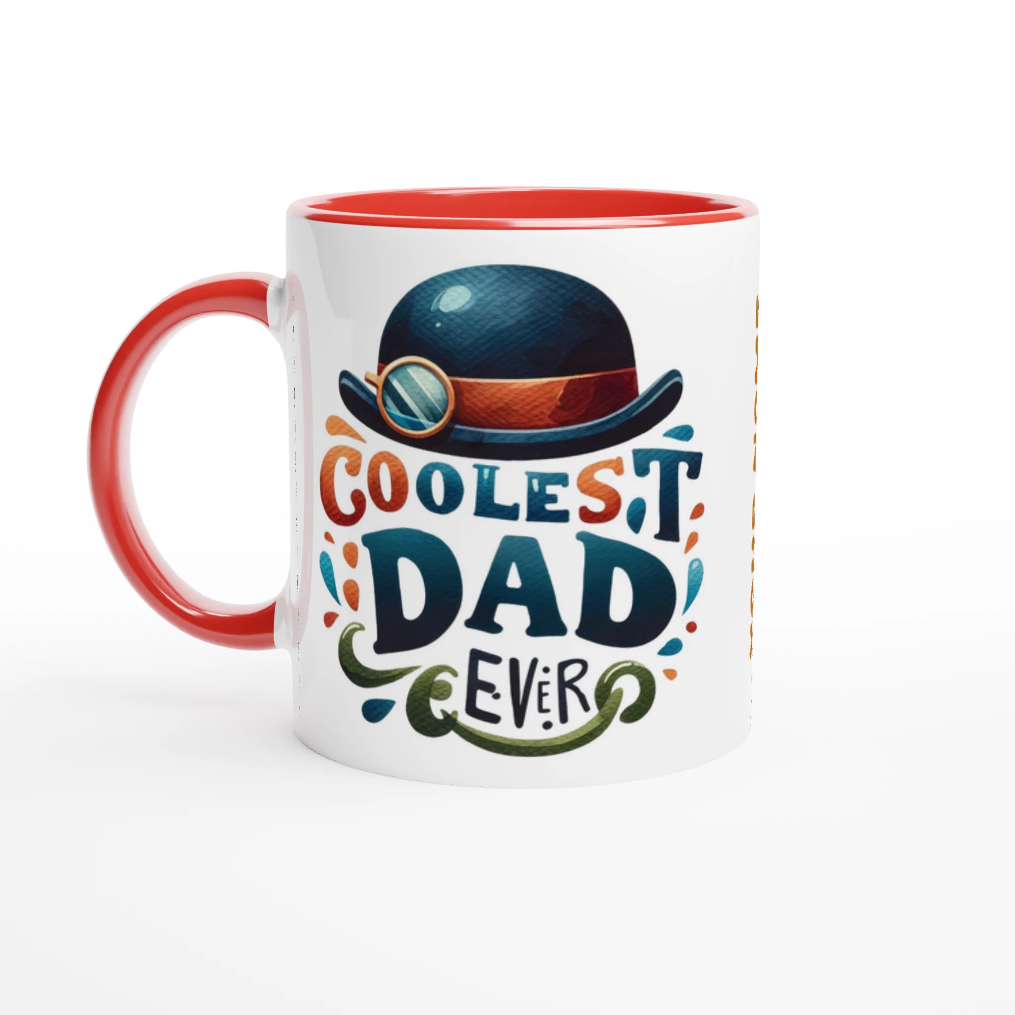 Personalise - Coolest Dad Ever - 11oz Ceramic Mug Ceramic Red Personalised 11oz Mug customise Dad Globally Fulfilled personalise