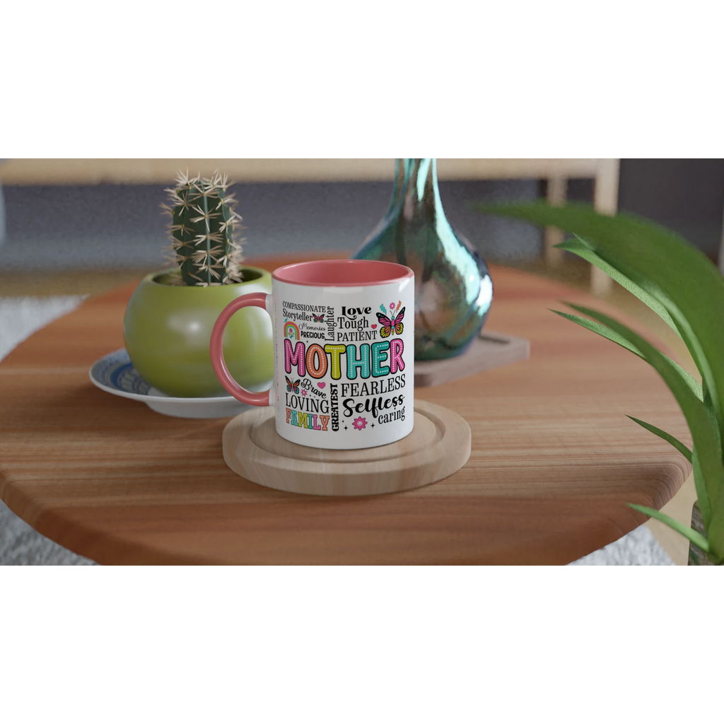 Mother Word Cloud - White 11oz Ceramic Mug with Colour Inside Colour 11oz Mug Globally Fulfilled Mum