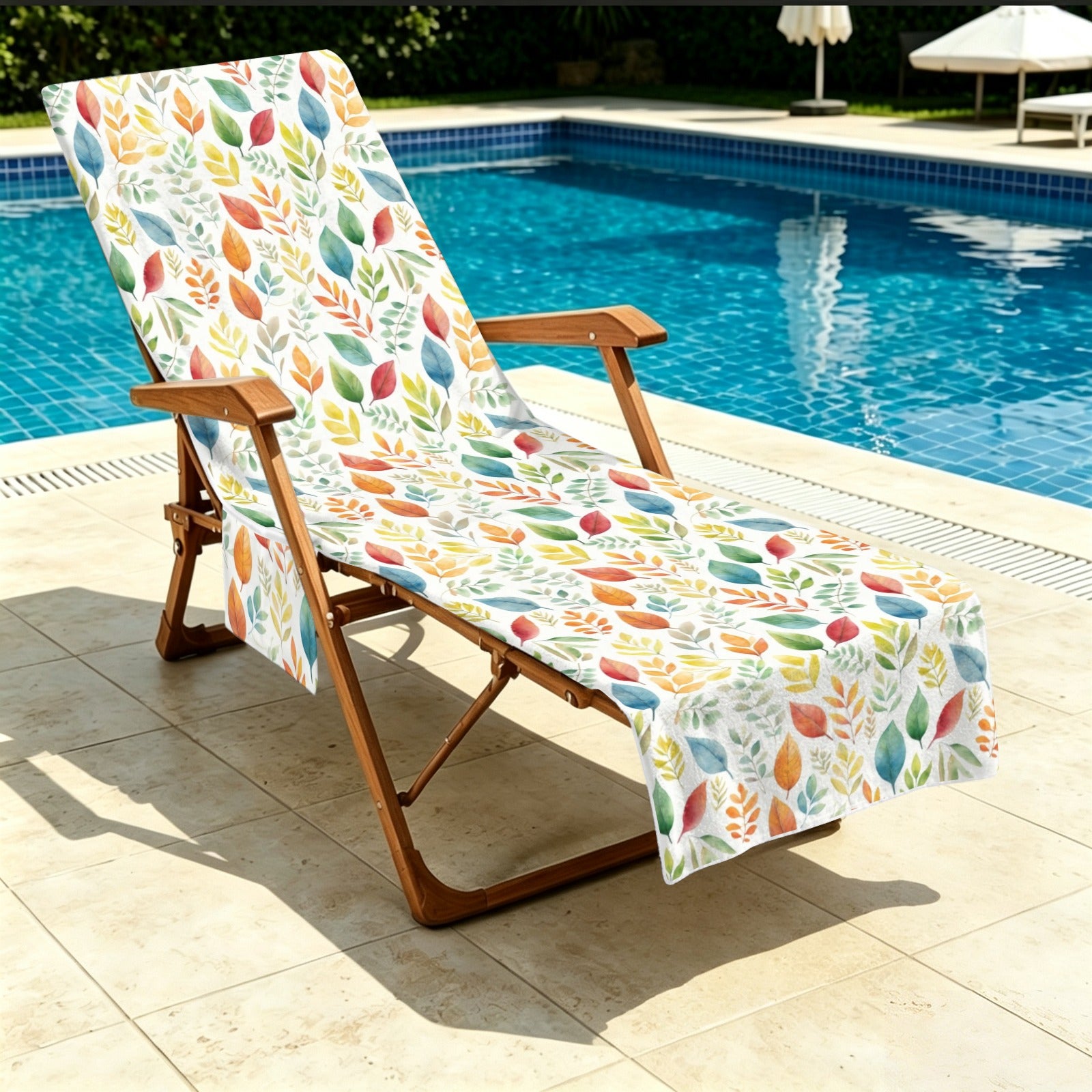 Autumn Leaves Beach Chair Towel Cover with Side Pockets