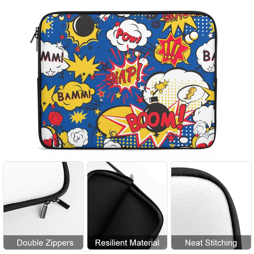 Blue Comic Book Laptop Sleeve (Multiple Sizes) Laptop Sleeve comic Printed Offshore