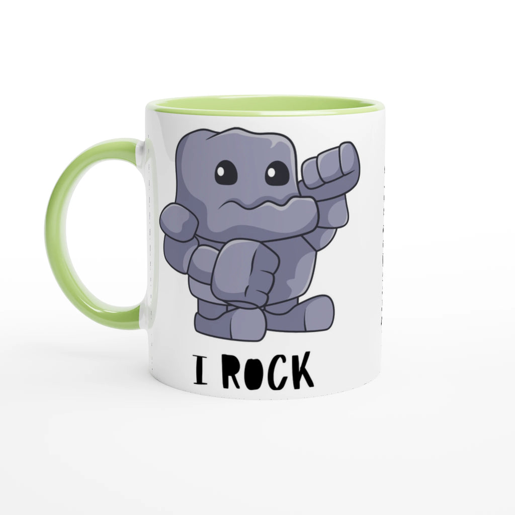 Pesonalise - I Rock - White 11oz Ceramic Mug Ceramic Green Personalised Mug customise Globally Fulfilled Music personalise