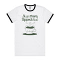 Bean There, Sipped That, Coffee - Staple Ringer Tee White Black Ringer T-Shirt Coffee Printed In Australia