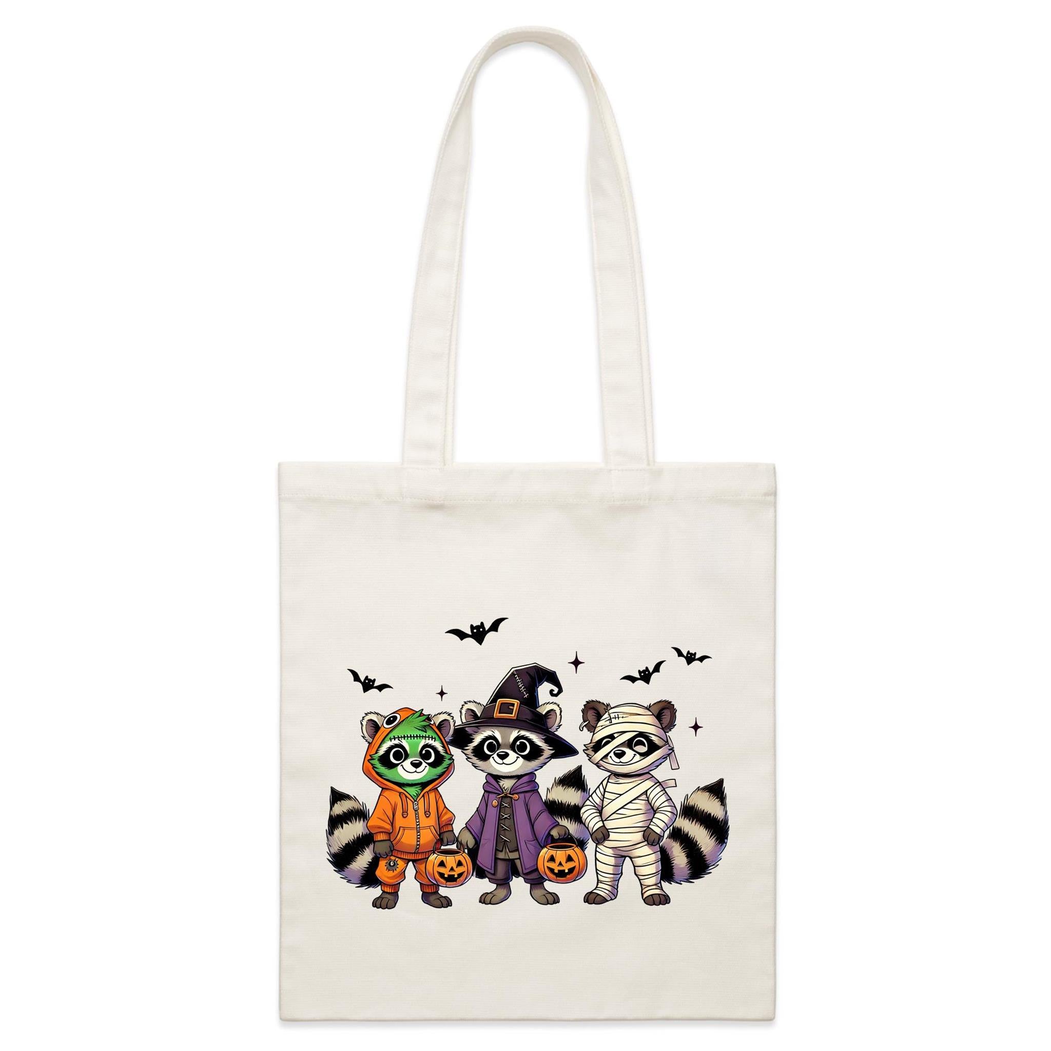 Halloween Raccoons - Parcel Canvas Tote Bag Default Title Small Tote Bag Halloween Printed In Australia