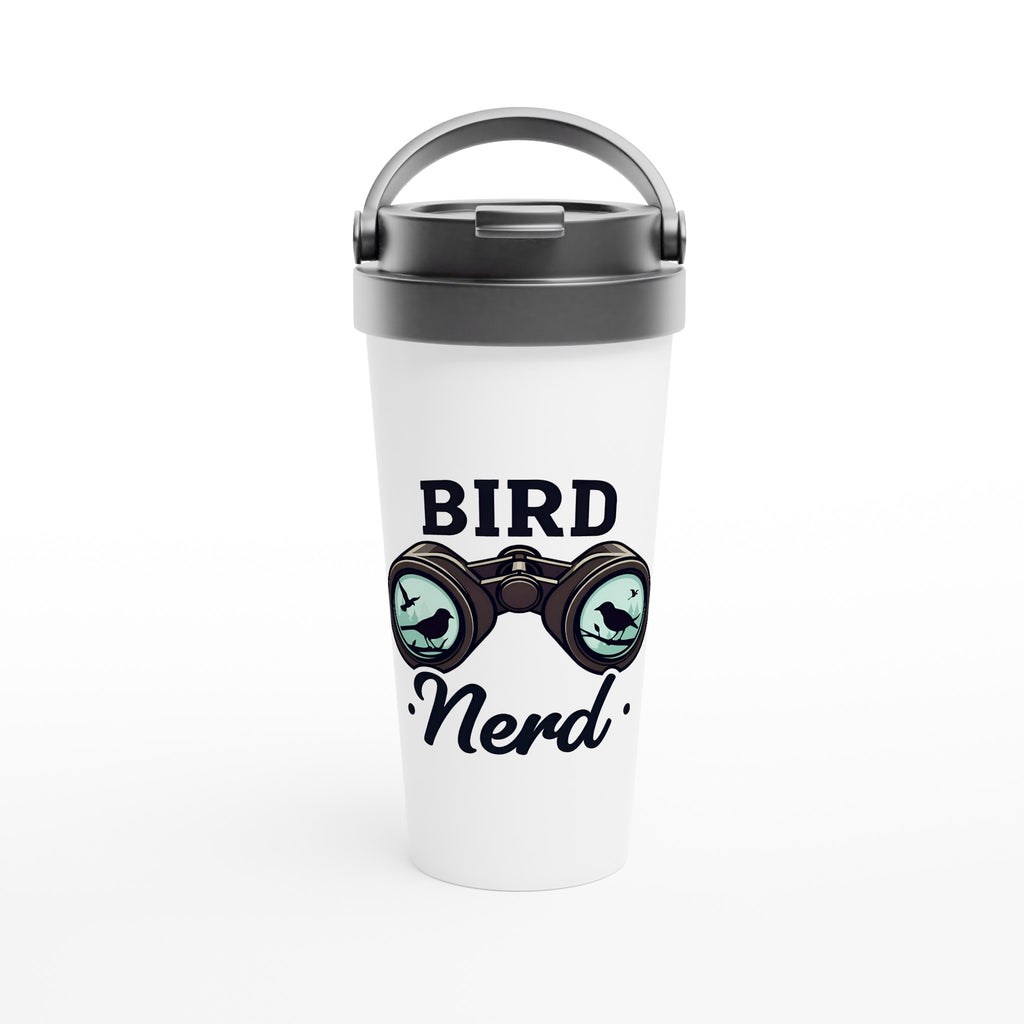 Bird Nerd - White 15oz Stainless Steel Travel Mug Default Title Travel Mug Globally Fulfilled