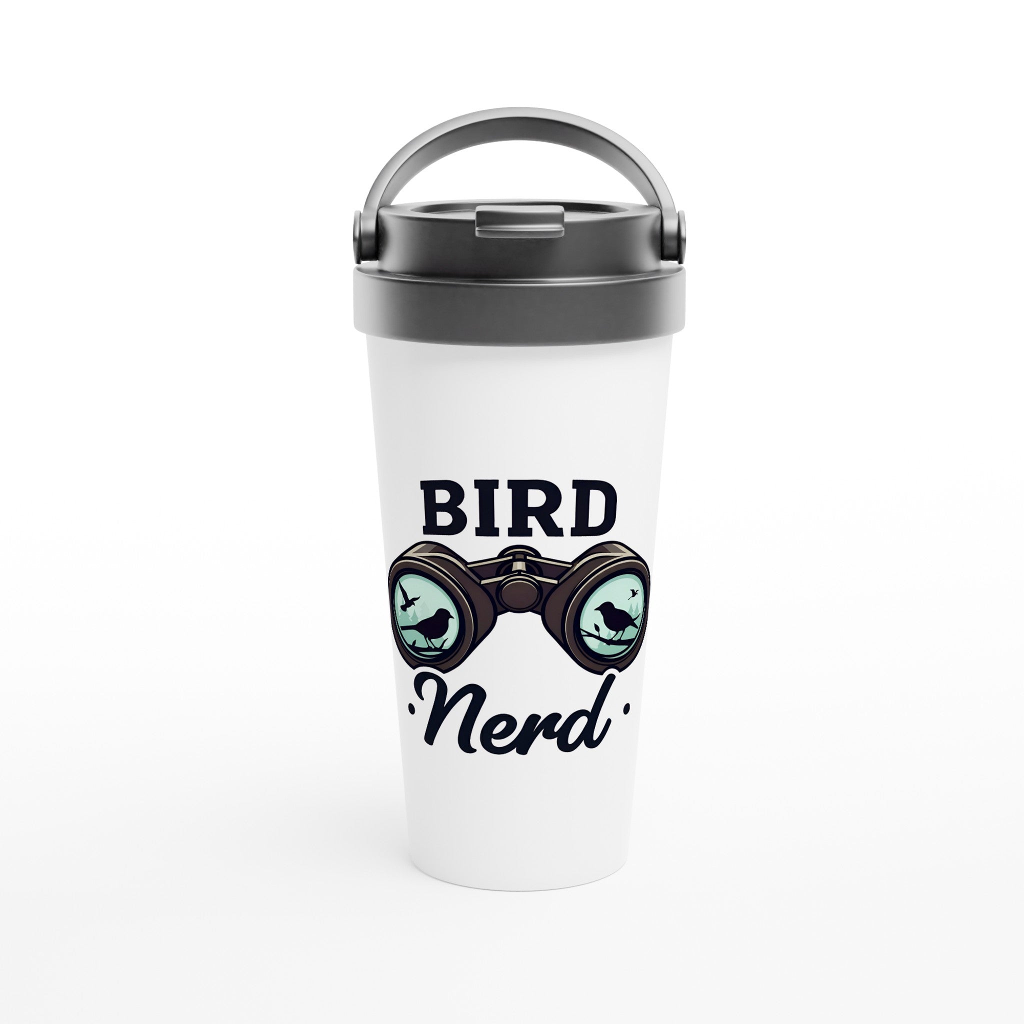 Bird Nerd - White 15oz Stainless Steel Travel Mug Default Title Travel Mug Globally Fulfilled