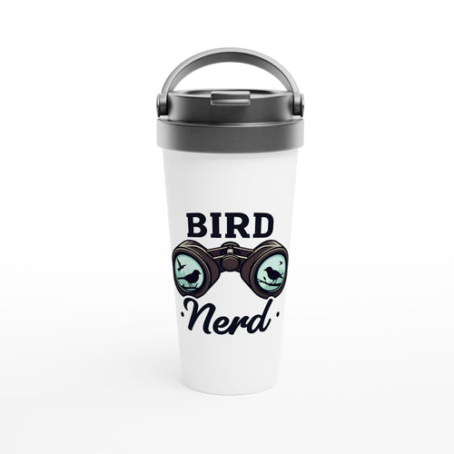 Bird Nerd - White 15oz Stainless Steel Travel Mug Default Title Travel Mug Globally Fulfilled