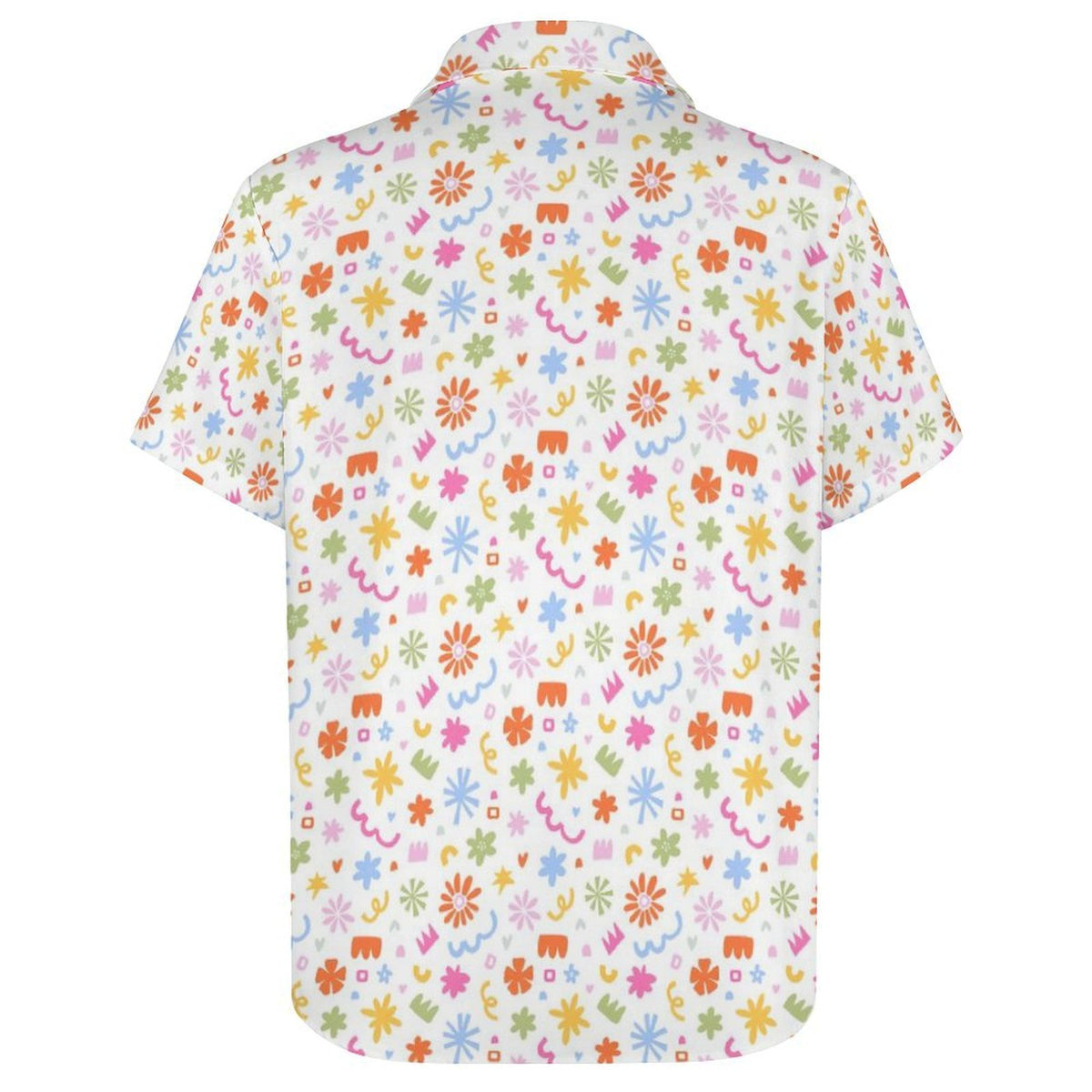 Abstract Colourful Shapes Women's Collared Pocketless Short Sleeve Shirt
