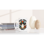 Personalised Good Vibes Only, Hippie Mushroom With Sunglasses White 15oz Ceramic Mug Personalised 15oz Mug Globally Fulfilled Posititvity
