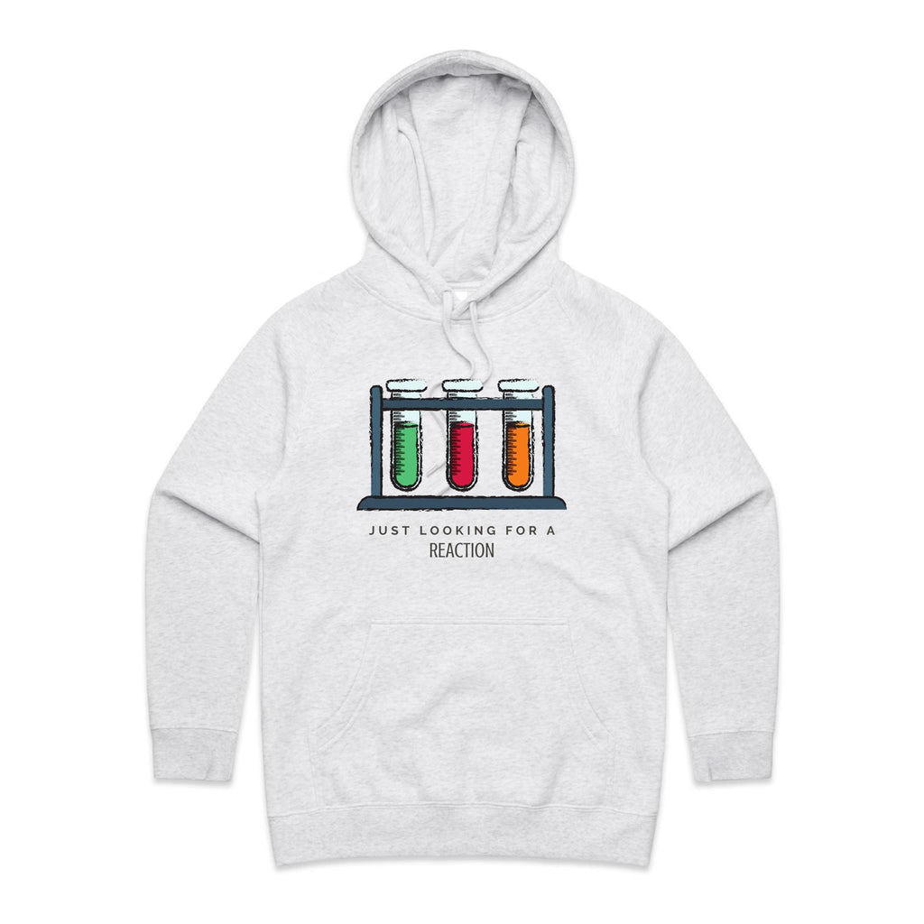 Test Tubes, Just Looking For A Reaction Women's AS Colour Hoodie White Marle Womens Hoodie Printed In Australia Science