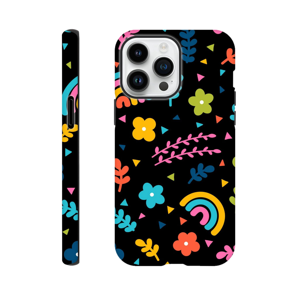 Bright Rainbow And Flowers - Apple iPhone Tough case iPhone 14 Pro Max iPhone Tough Case Globally Fulfilled Plants