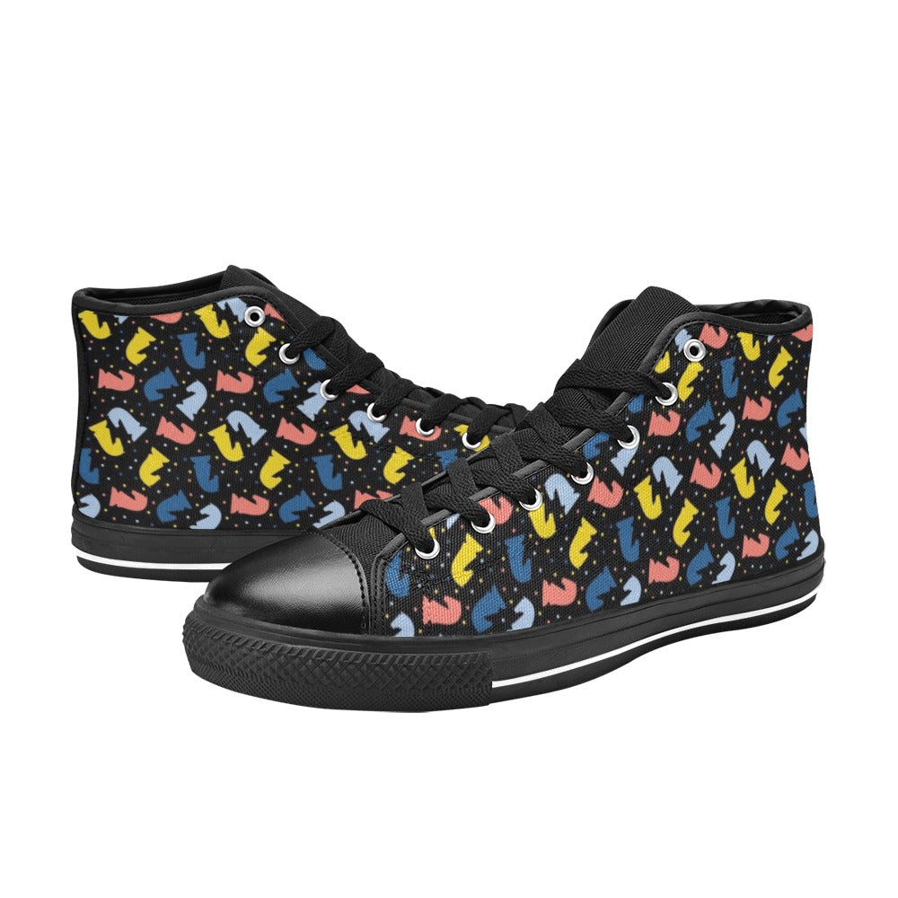 Colourful Chess Men's High Top Canvas Shoes Men's Classic High Top Canvas Shoes Chess Games Printed Offshore