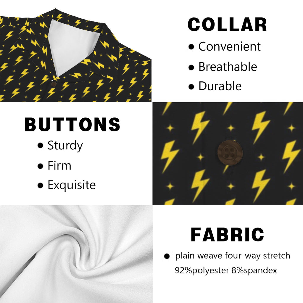 Yellow Lightning Men's Short Sleeve Hawaiian Shirt Men's Hawaiian Shirt (New) comic Printed Offshore