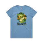 In A While, Crocodile Women's AS Colour T-shirt Carolina Blue Womens T-shirt animal Printed In Australia