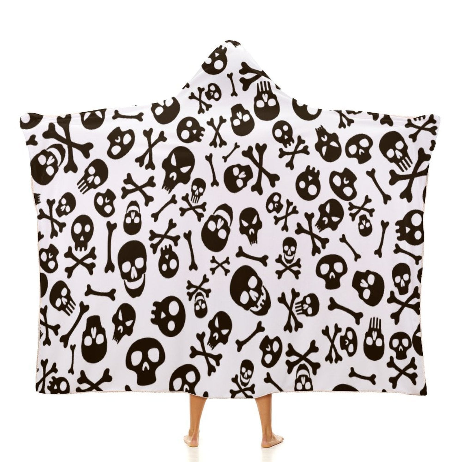 Skull And Crossbones Kids Hooded Blanket 100cm x 130cm white 40"×50" Kids Hooded Blanket Printed Offshore